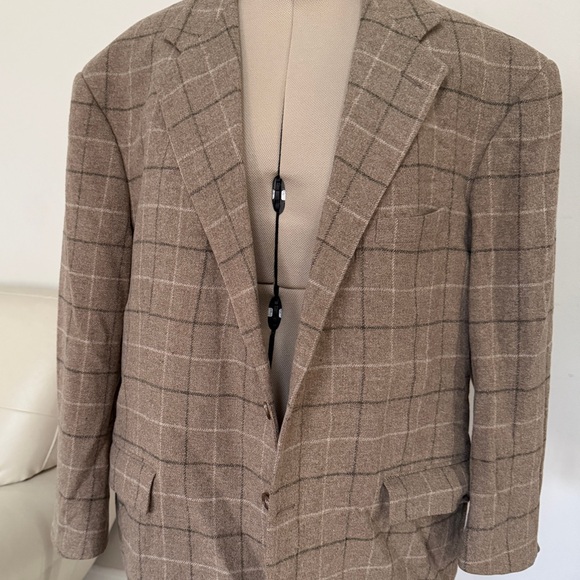 Polo by Ralph Lauren Men's Brown Plaid 100% Wool Sport Coat Size 2XL